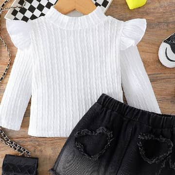 Jupe jean 2tons noir avec son haut blanc